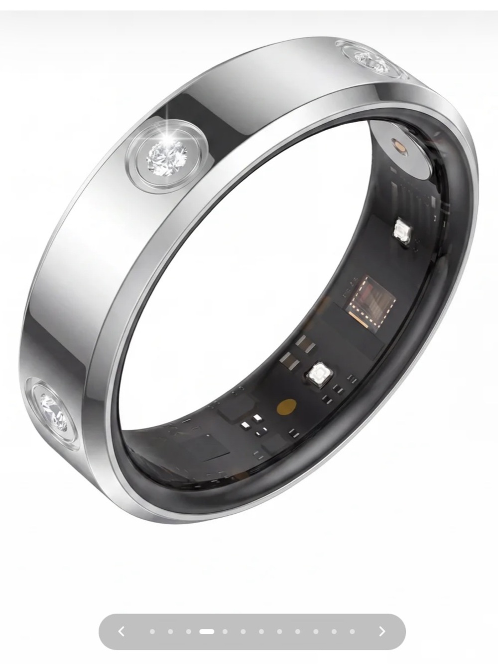 Halo Celestial Silver Smart Ring Diamond/Rhinestone Gems Size 9